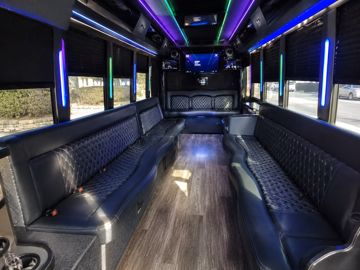 campbell 15 passenger party bus interior