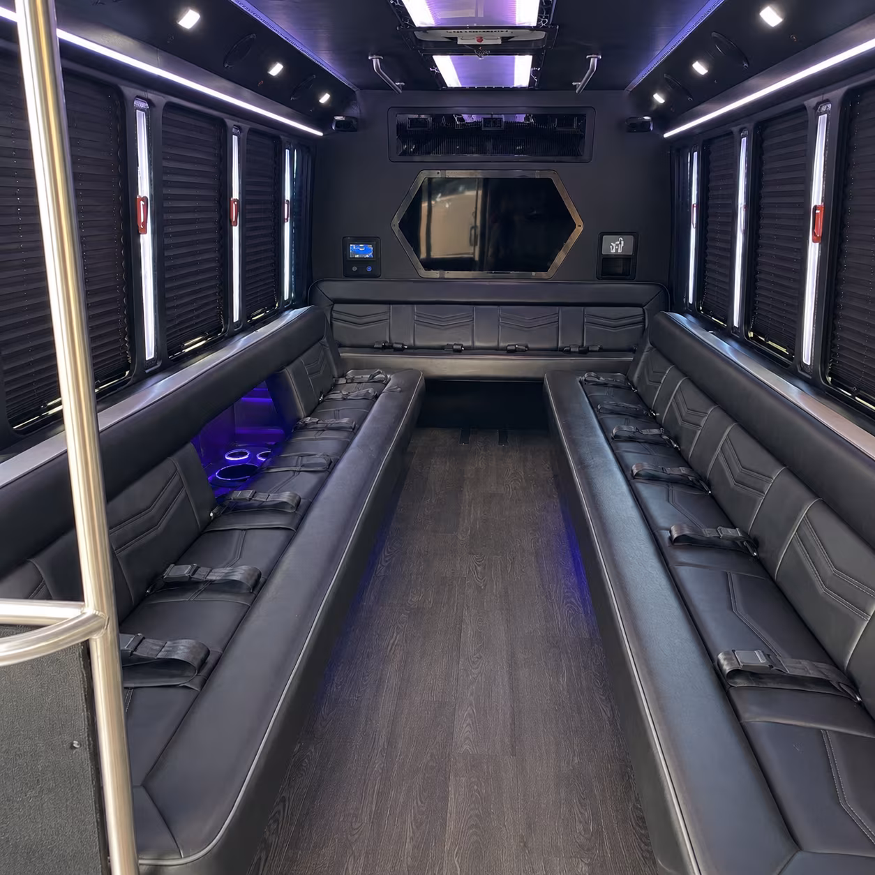 campbell 18 passenger party bus interior