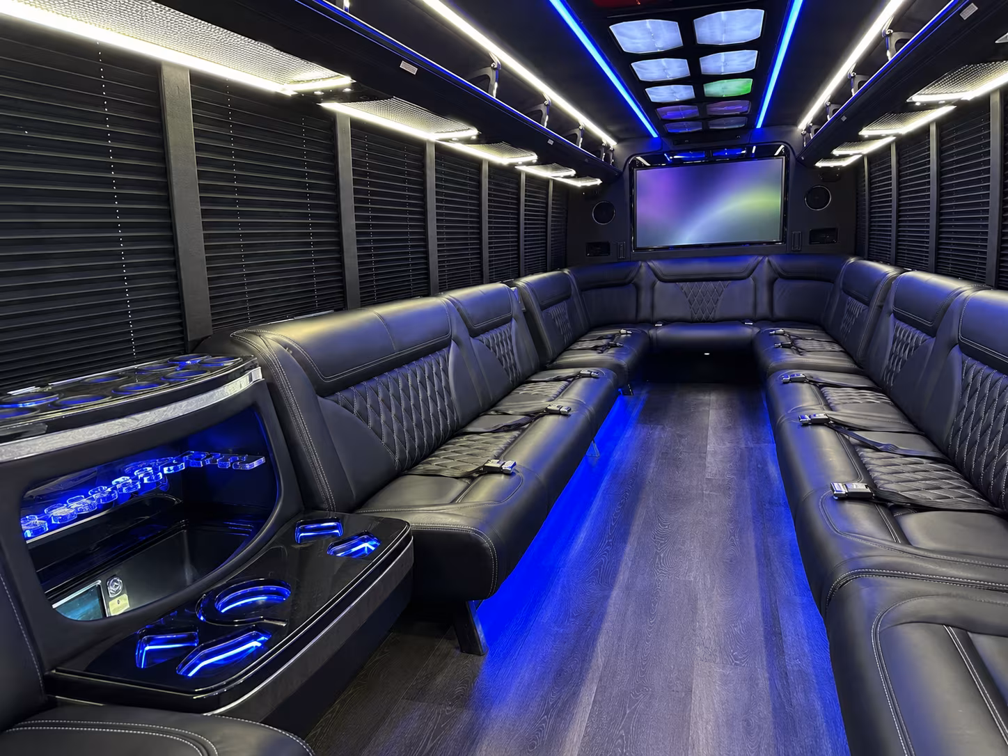 campbell 20 passenger party bus inside