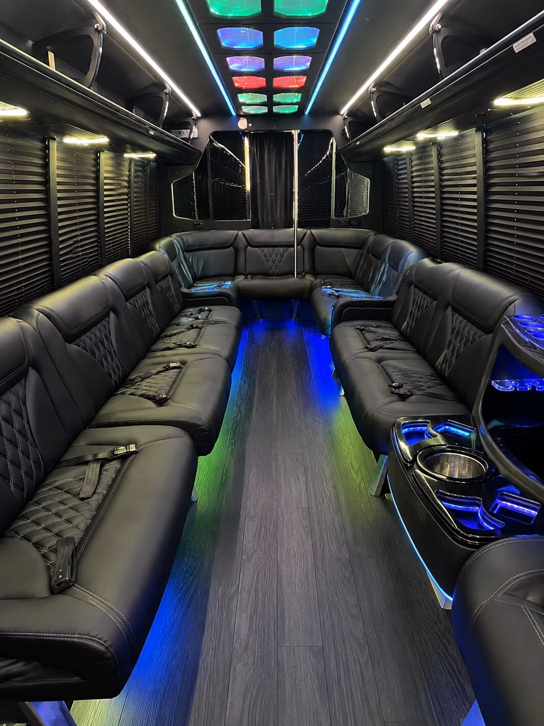 campbell 20 passenger party bus interior