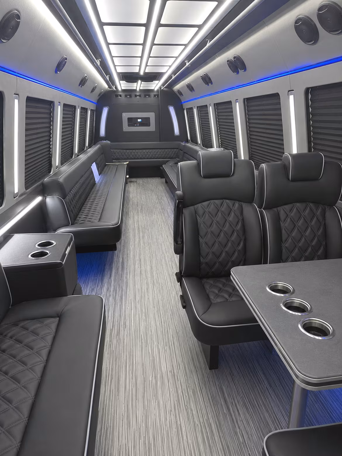 campbell 25 passenger party bus inside