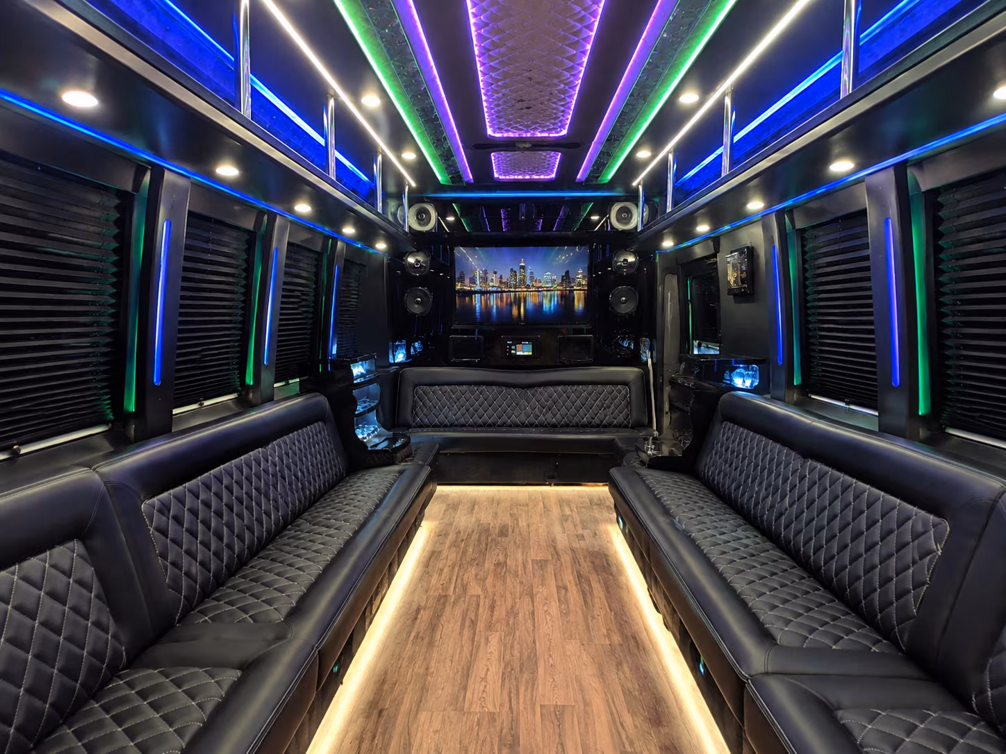 campbell 25 passenger party bus interior
