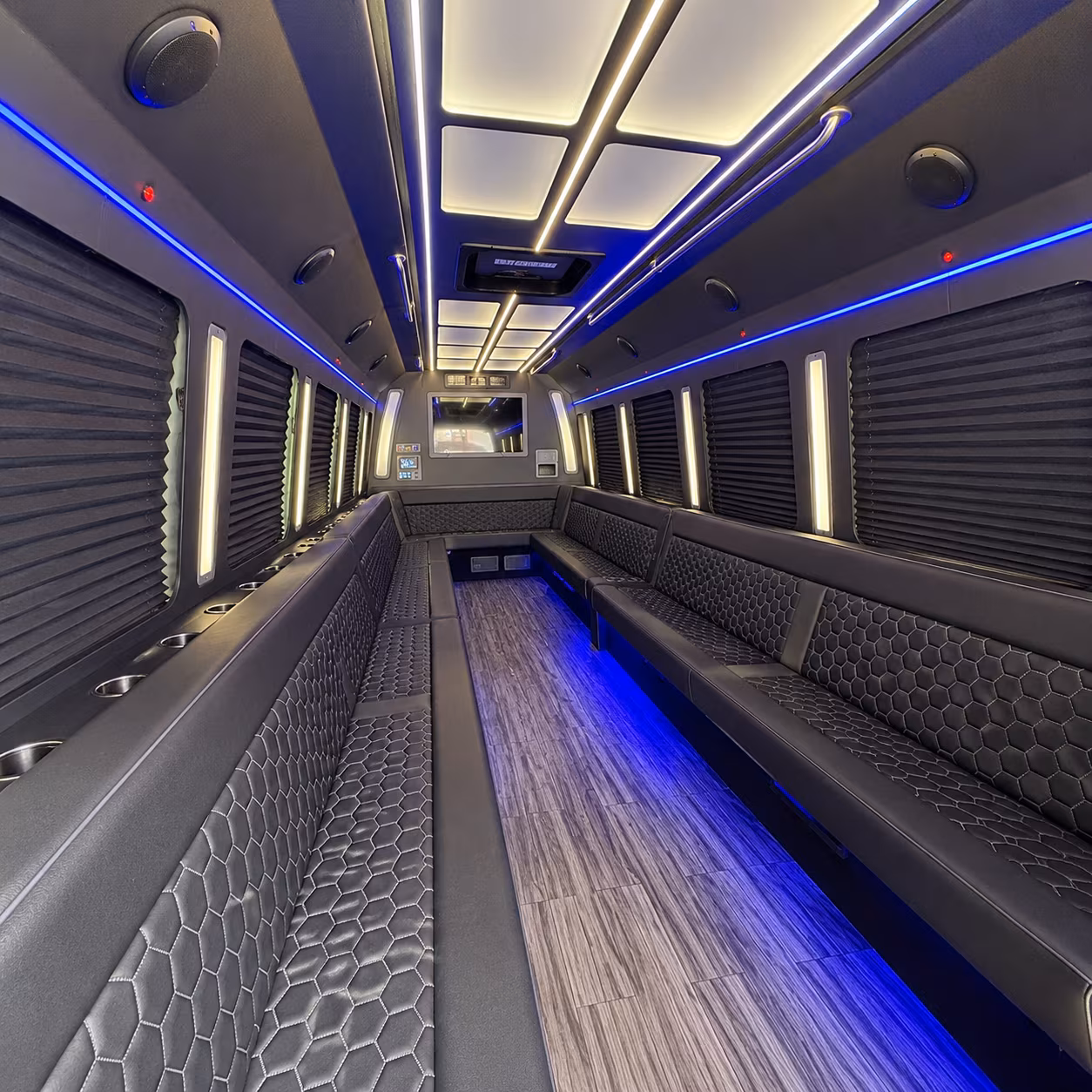 campbell 30 passenger party bus interior