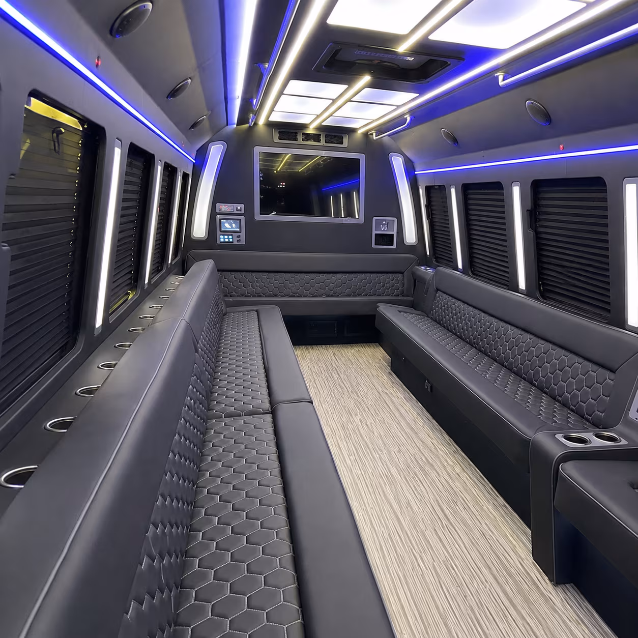 campbell 40 passenger party bus inside