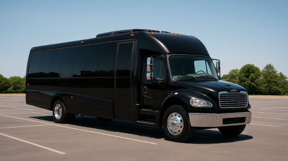 Exterior of Charter Bus Company Campbell's 28 Passenger Mini bus in Campbell