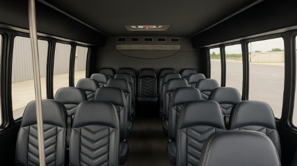 Interior of Charter Bus Company Campbell's 28 Passenger Mini bus in Campbell