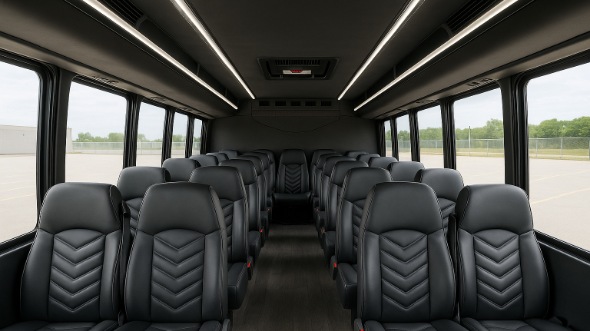 Interior of Charter Bus Company Campbell's 30 Passenger Minibus in Campbell