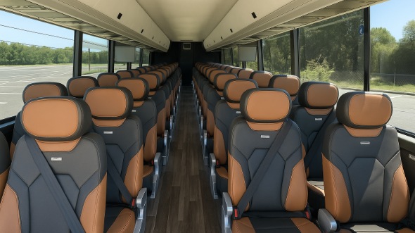 Interior of Charter Bus Company Campbell's 54 Passenger Charter Bus in Campbell