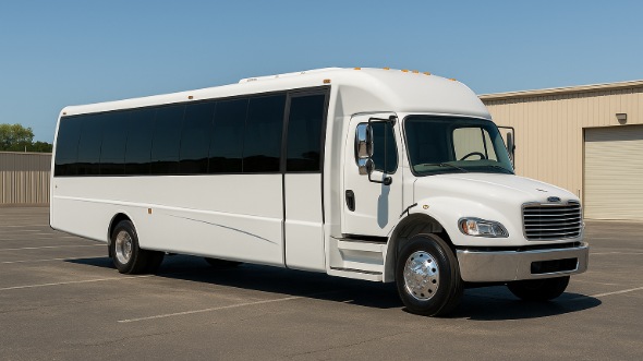 Exterior of Charter Bus Company Campbell's Party Bus in Campbell