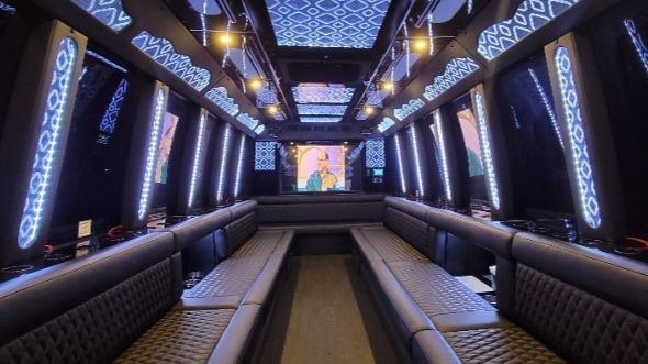 Interior of Charter Bus Company Campbell's Party Bus in Campbell
