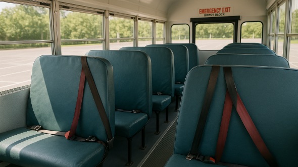 Interior of Charter Bus Company Campbell's School Bus in Campbell