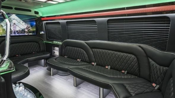 Interior of Charter Bus Company Campbell's Sprinter Limo in Campbell